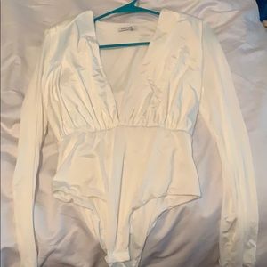White long-sleeved bodysuit
